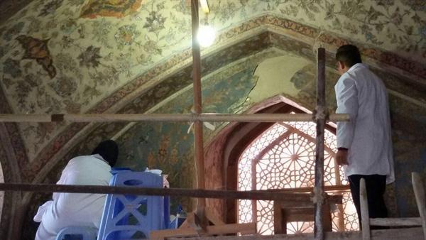 انتها عملیات مرمت دیوارنگاره های اتاق های ضلع غربی مجموعه جهانی کاخ چهل ستون اصفهان